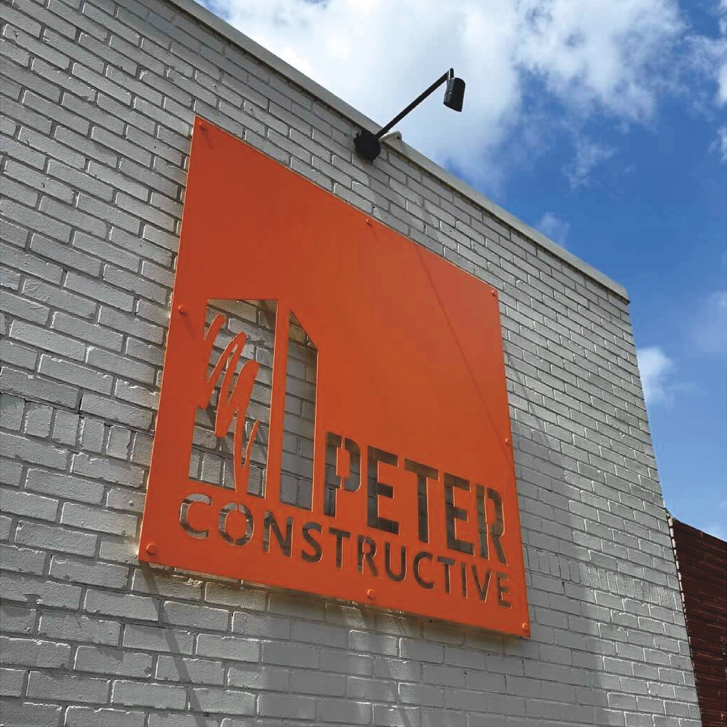 Blue cloudy sky with brick material