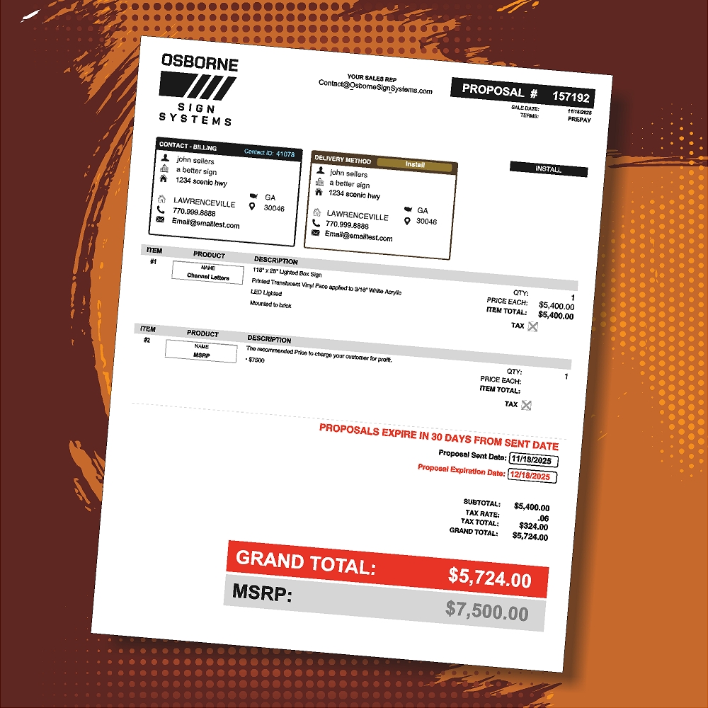 Document screenshot contains sales proposal